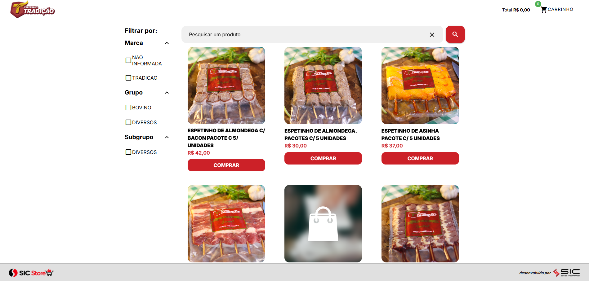 Catálogo online criado com o SIC Store — Espetinho Tradição